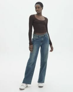 Scoop Neck Long Sleeve Crop Top -Glassons Store mylie wide rib scoop its soy cute full tl111290vis