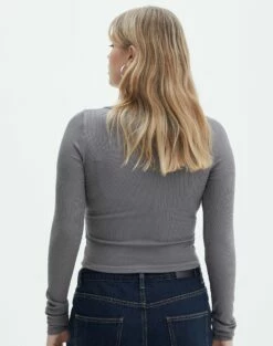 Scoop Neck Long Sleeve Crop Top -Glassons Store mylie wide rib scoop keep your coal back tl111290vis