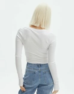 Scoop Neck Long Sleeve Crop Top -Glassons Store mylie wide rib scoop white back tl111290vis