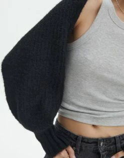 Balloon Sleeve Rib Knit Shrug -Glassons Store naomi cosy shrug black imageback kc106720knt