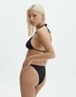 Strappy Ruched Bikini Bottom -Glassons Store naomi side strap black front ga128386rpln 2