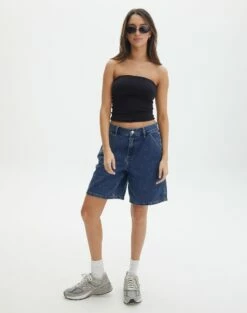 Cut Out Ribbed Tank Top 40 Cut Out Ribbed Tank Top -Glassons Store nate longline denim short lucy mid wash front sw127903rdnm 1