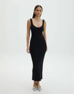 Scoop Neck Ribbed Knit Midi Dress 23 Scoop Neck Ribbed Knit Midi Dress -Glassons Store nia knit dress black full kd109815knt