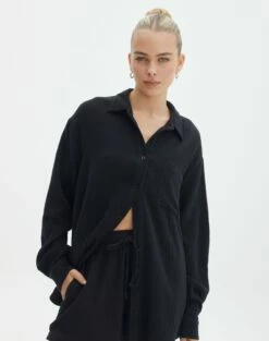 Lace Up Detailed Corset Top -Glassons Store o co snoop muslin black front bl122896mus 1