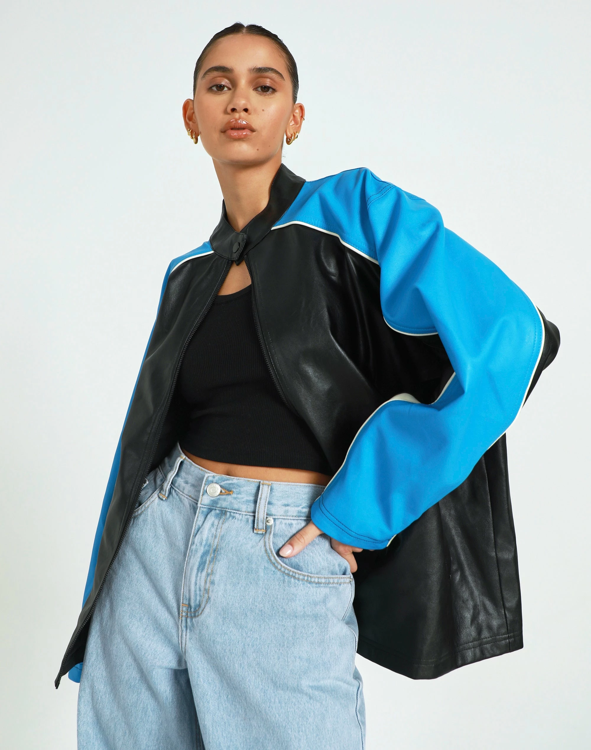 Faux Leather Oversized Moto Jacket 3 Faux Leather Oversized Moto Jacket