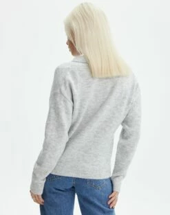 Long Sleeve Collared Knit -Glassons Store obisanya open neck pale grey marle back kl78685rpol