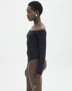 Supersoft Off The Shoulder Longsleeve Bodysuit 24 Supersoft Off The Shoulder Longsleeve Bodysuit -Glassons Store olive off the shoulder bodysuit longsleeve black detail tb97721pch