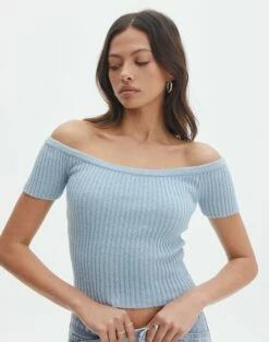 Knit Off The Shoulder Crop Top -Glassons Store opal off the shoulder top blue bubble front ks130295knt
