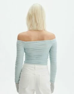 Ruched Mesh Off The Shoulder Top -Glassons Store oreo off the shoulder top mist me back tl124256rmsh