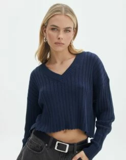 V-Neck Drop Shoulder Knit Jumper 38 V-Neck Drop Shoulder Knit Jumper -Glassons Store paige preppy v neck naughtical front kl90519oca