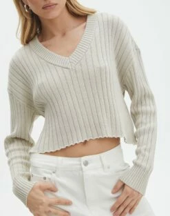 V-Neck Drop Shoulder Knit Jumper 36 V-Neck Drop Shoulder Knit Jumper -Glassons Store paige preppy v neck take a shelfie imageback kl90519oca