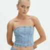 Denim Panelled Strapless Corset 1 Denim Panelled Strapless Corset -Glassons Store pancake panelled corset riley vintage wash front bv132499rdnm