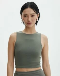 Supersoft High Neck Crop Tank -Glassons Store penelope super soft tank cypress front tv106845pch
