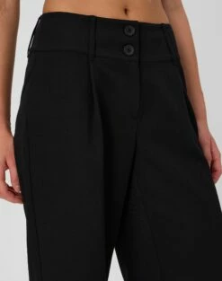 Double Button Tailored Pant -Glassons Store penny button suit pant black imageback pw91835pln
