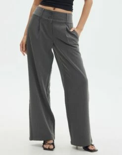 Double Button Tailored Pant -Glassons Store penny button suit pant charcoal full pw91835pln