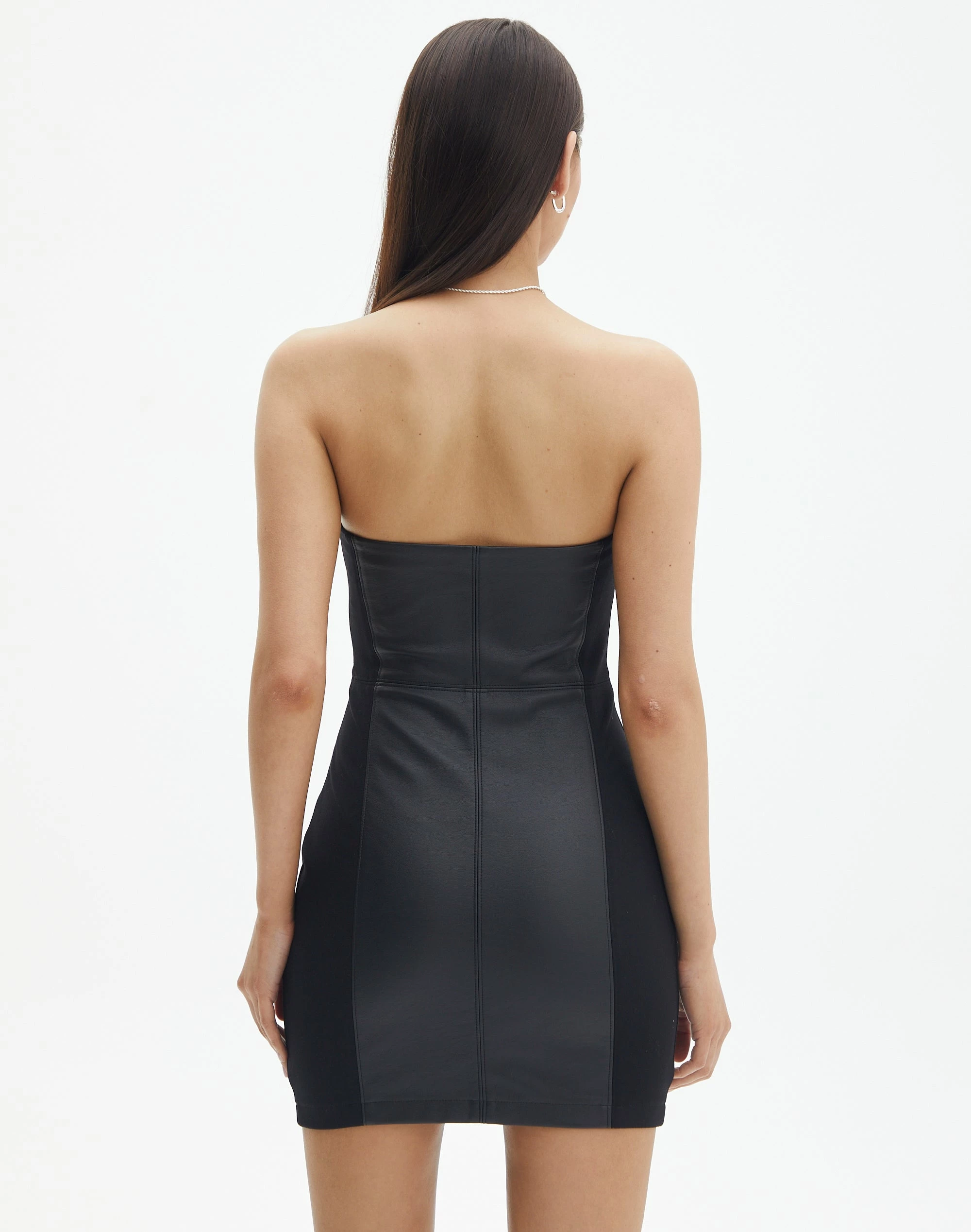 Faux Leather Strapless Panelled Mini Dress 5 Faux Leather Strapless Panelled Mini Dress - Image 3