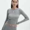 Luxe Lounge Modal Ribbed Long Sleeve Top -Glassons Store pop basic longsleeve heather marle front tl93055mod