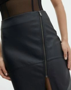 Faux Leather Side Split Zip Midi Skirt 25 Faux Leather Side Split Zip Midi Skirt -Glassons Store preston pu moto midi skirt black imageback sl109365pu