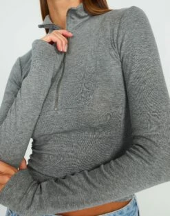 Luxe Lounge Modal Quarter Zip Front Long Sleeve Top -Glassons Store quinn quarter zip top heather marle detail tl93138mod