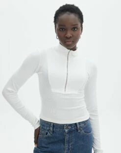 Luxe Lounge Modal Quarter Zip Front Long Sleeve Top -Glassons Store quinn quarter zip top milk front tl93138mod