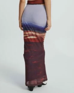 Print Mesh Maxi Skirt 23 Print Mesh Maxi Skirt -Glassons Store r co drey mesh maxi skirt firey skies back sl52001rprt
