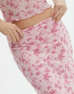 Floral Mesh Lettuce Trim Midi Skirt -Glassons Store r co sabrina burnout mesh maxi baby doll burnout imageback sl53303rbo