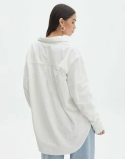Oversized Cord Long Sleeve Shirt -Glassons Store r curt cord shirt milk back bl100483rcor