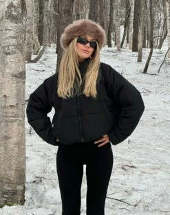 Zip Up Puffer Jacket -Glassons Store r eddie funnel crop puffer black coldfront cs84145rpln