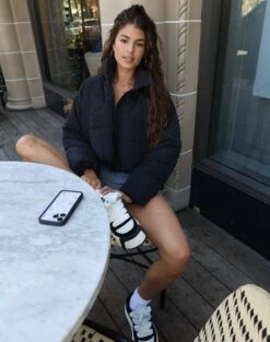 Zip Up Puffer Jacket -Glassons Store r eddie funnel crop puffer black hotfront cs84145rpln