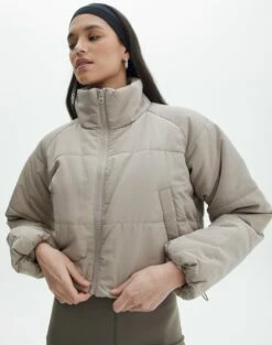 Zip Up Puffer Jacket -Glassons Store r eddie funnel crop puffer on the rocks front cs84145rpln 1