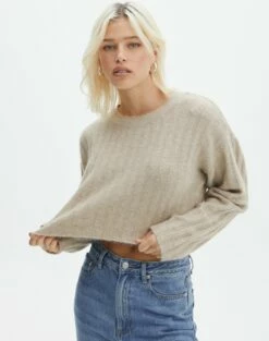 Knit Crew Neck Jumper -Glassons Store r egypt wide rib cropped knit on the rocks front kl97635raus 3