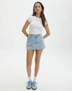 Zip Detailed Crop Tee -Glassons Store r leni low rise hemmed mini skirt bluebird vintage front ss55069rden 2