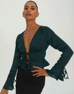 Mesh Frill Split Tie Front Blouse -Glassons Store r leo longsleeve ivy league front bl102025rwas 1