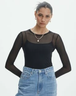Long Sleeve Mesh Top