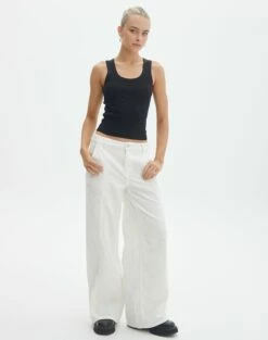 Mid Rise Pintuck Cord Pant