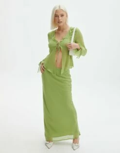 Mesh Frill Split Tie Front Blouse -Glassons Store r riley ruffle blouse wassa bae full bl64192rchi