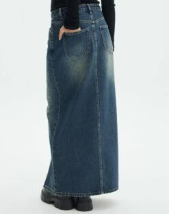 Split Front Denim Midi Skirt 30 Split Front Denim Midi Skirt -Glassons Store r roah denim maxi skirt coyote blue back sl118486rdnm