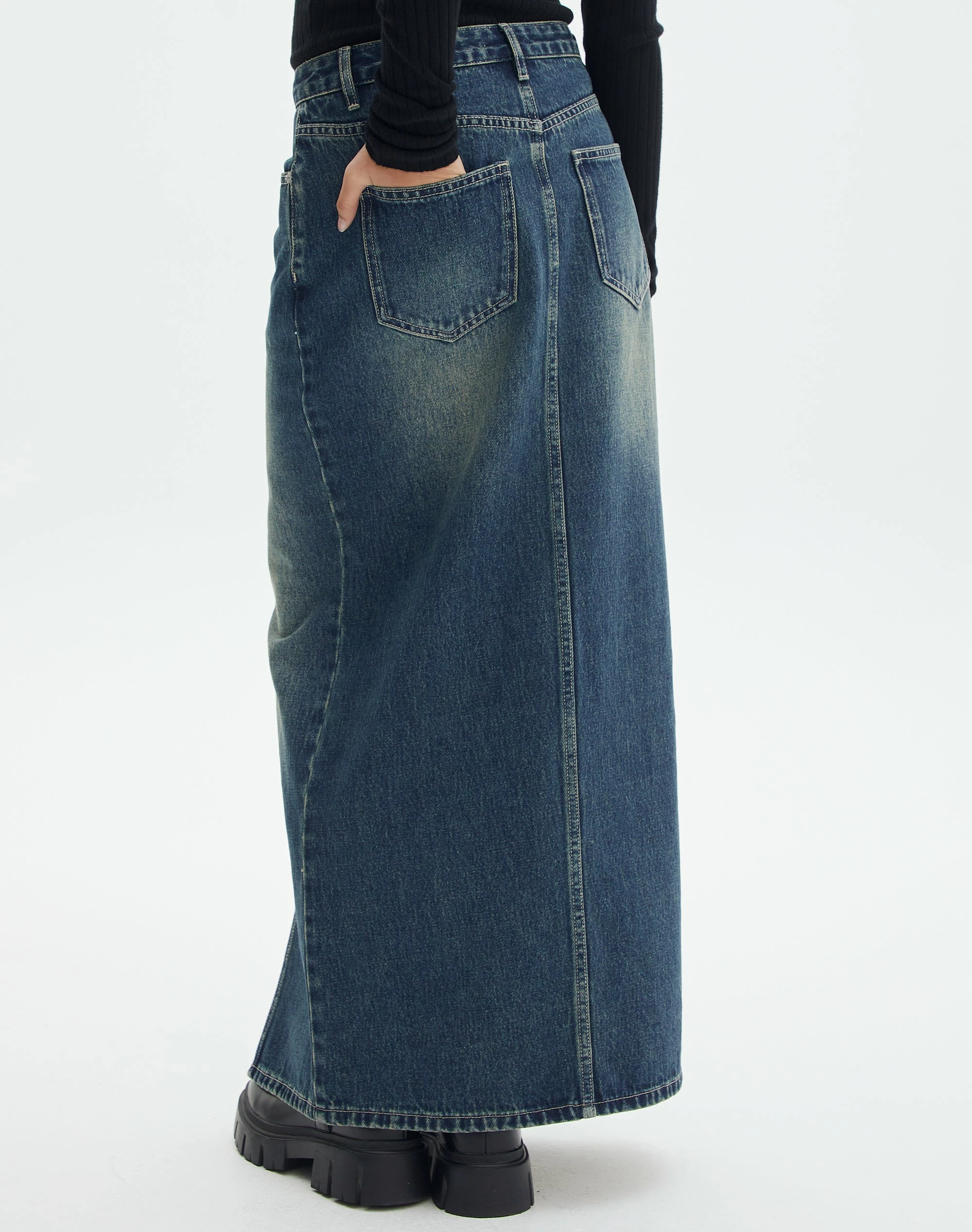 Split Front Denim Midi Skirt 11 Split Front Denim Midi Skirt - Image 9