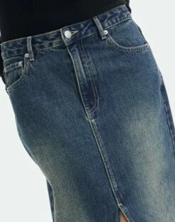 Split Front Denim Midi Skirt 31 Split Front Denim Midi Skirt -Glassons Store r roah denim maxi skirt coyote blue imageback sl118486rdnm