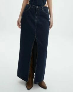 Split Front Denim Midi Skirt 39 Split Front Denim Midi Skirt -Glassons Store r roah denim maxi skirt last rodeo indigo full sl118486rdnm