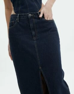 Split Front Denim Midi Skirt 41 Split Front Denim Midi Skirt -Glassons Store r roah denim maxi skirt last rodeo indigo imageback sl118486rdnm