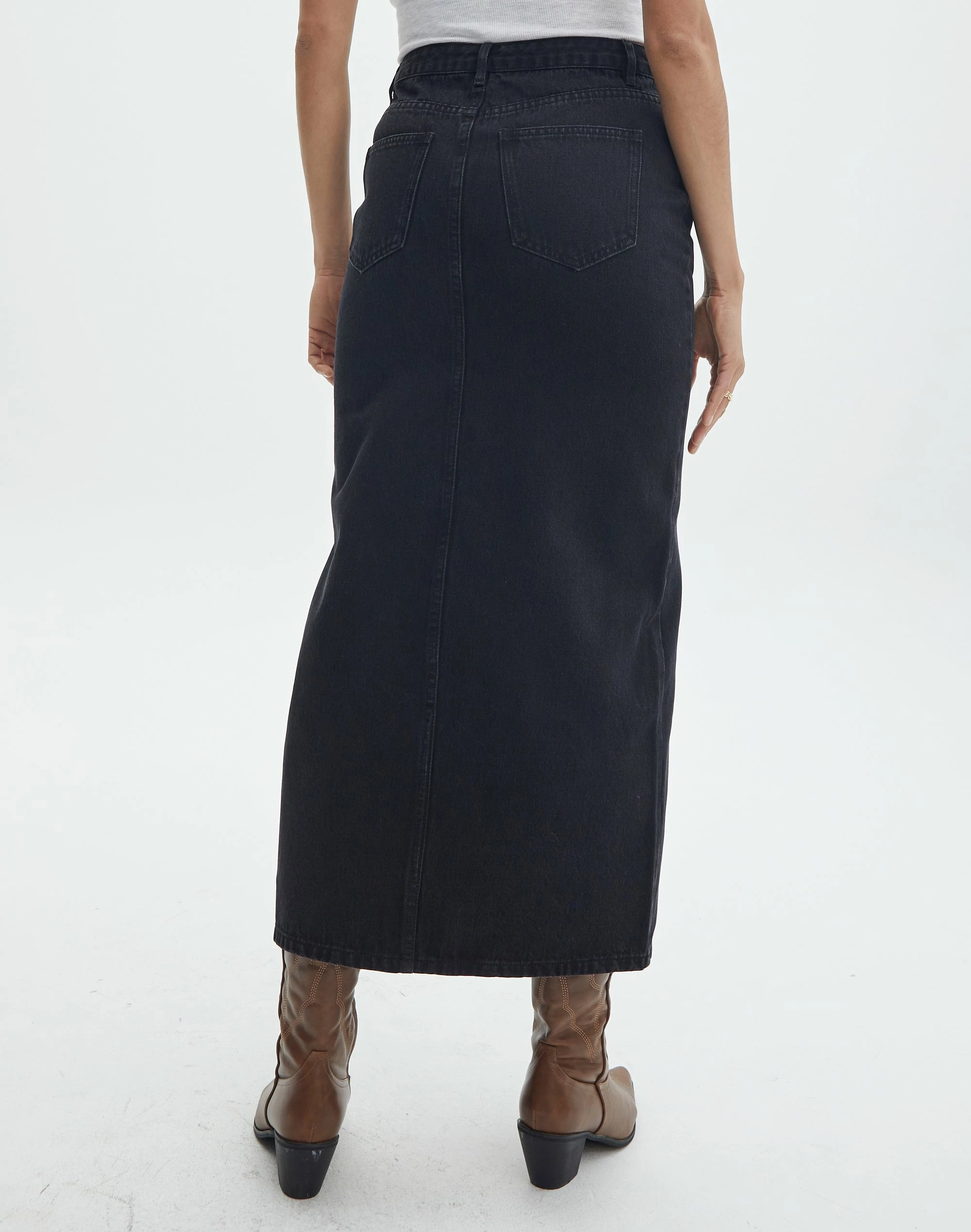 Split Front Denim Midi Skirt 16 Split Front Denim Midi Skirt - Image 14