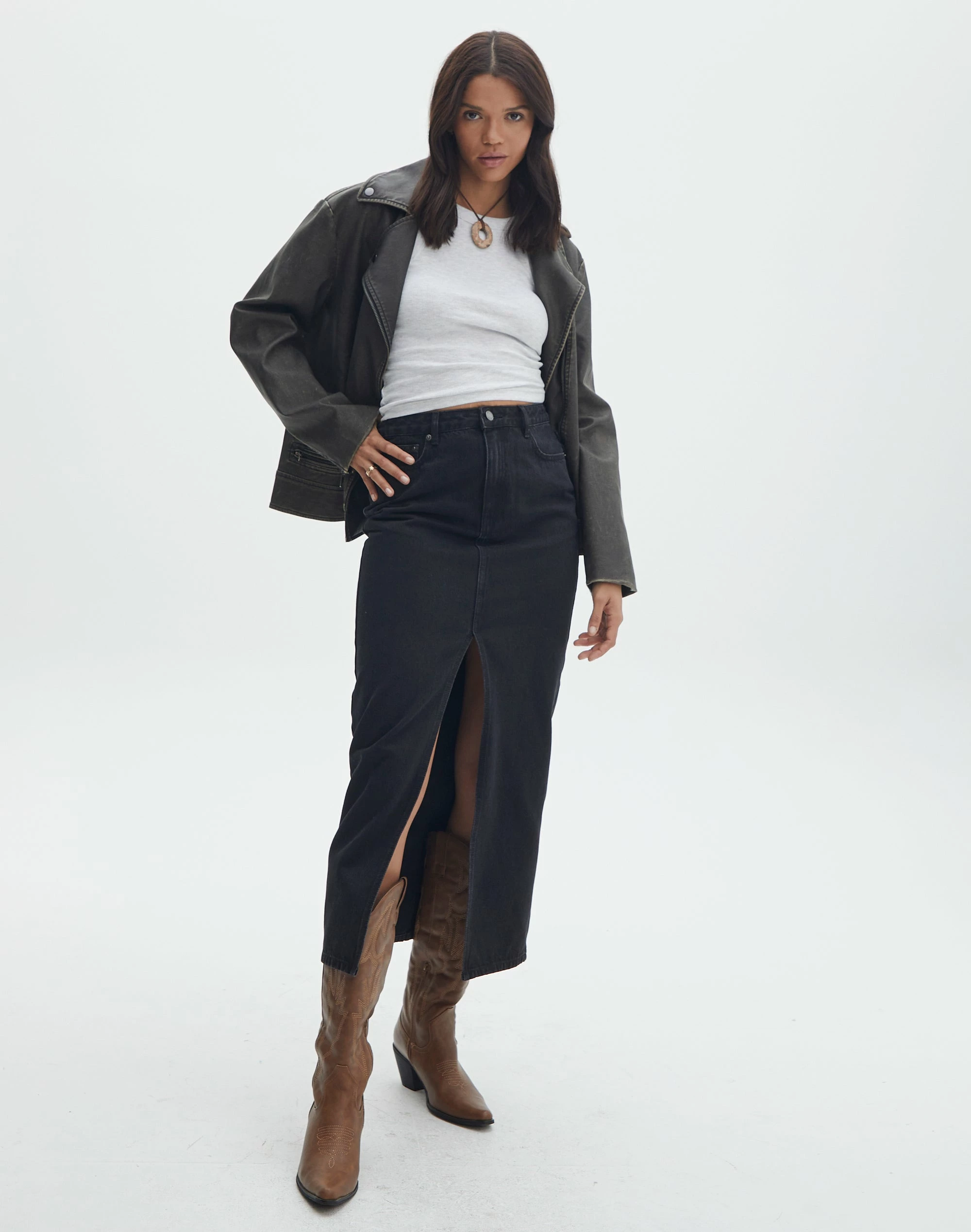 Split Front Denim Midi Skirt 14 Split Front Denim Midi Skirt - Image 12