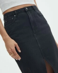 Split Front Denim Midi Skirt 36 Split Front Denim Midi Skirt -Glassons Store r roah denim maxi skirt washed black imageback sl118486rdnm
