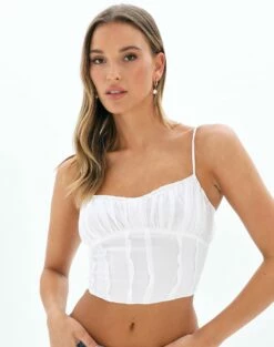 Foldover Zip Tube Top 36 Foldover Zip Tube Top -Glassons Store r ruby ruched blouse white front bv91103rchi