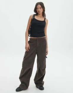 Mid Rise Cord Cargo Pant 39 Mid Rise Cord Cargo Pant -Glassons Store r saffie mid rise cargo pant irish coffee front pw78180rcor