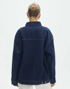 Oversized Denim Zip Up Jacket -Glassons Store r scooter denim jacket super indigo back jw107129rdnm