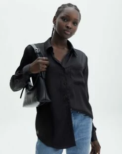 Lace Up Detailed Corset Top -Glassons Store r scout satin shirt black front bl106816rsat 1