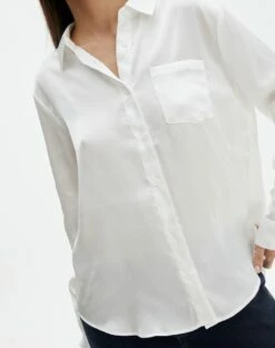 Pocket Satin Long Sleeve Shirt -Glassons Store r scout satin shirt milk imageback bl106816rsat