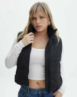 Cropped Puffer Vest -Glassons Store r sloan cropped puffer vest black detail vs49501rcml